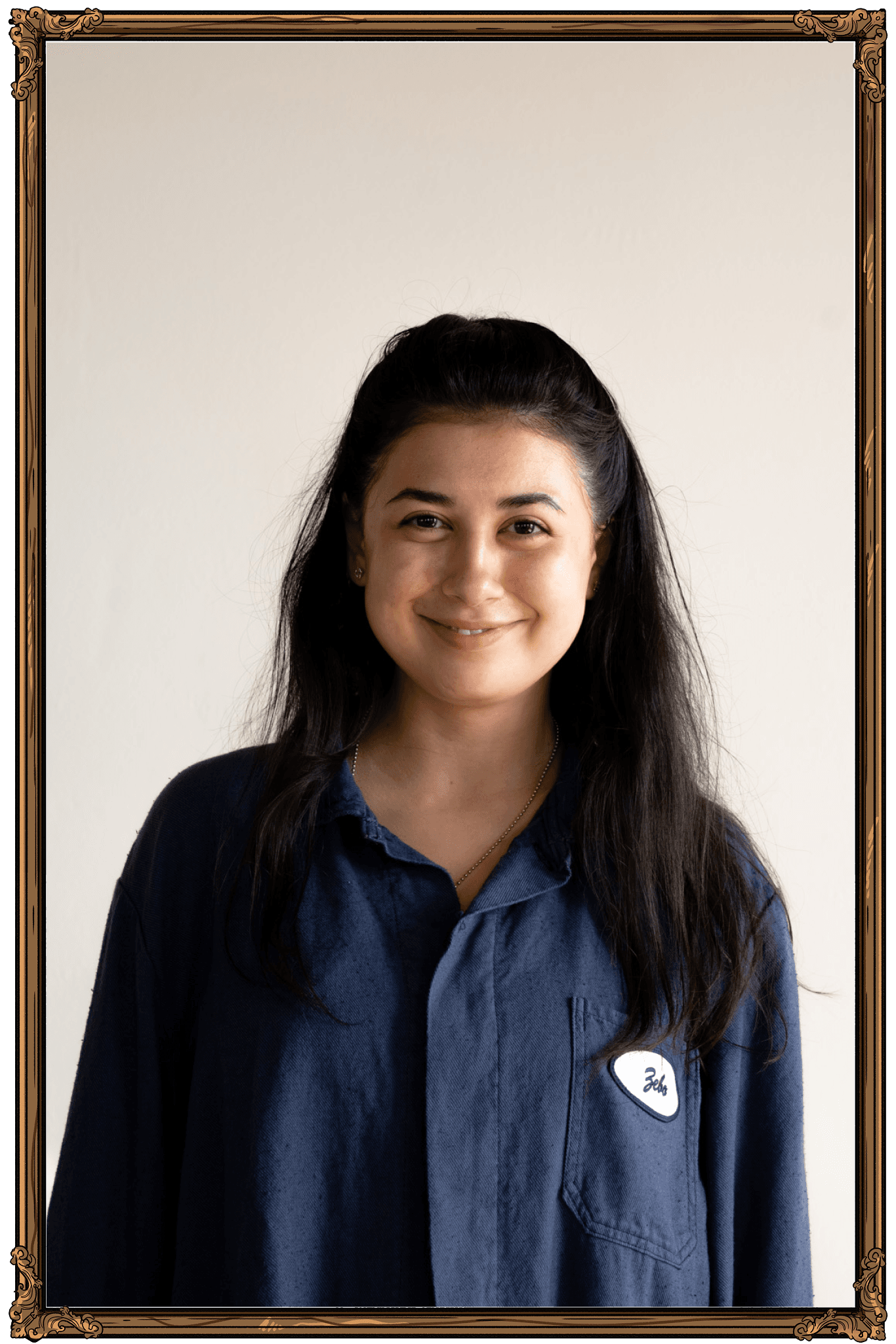 Zebo Furqatzoda in ornate frame