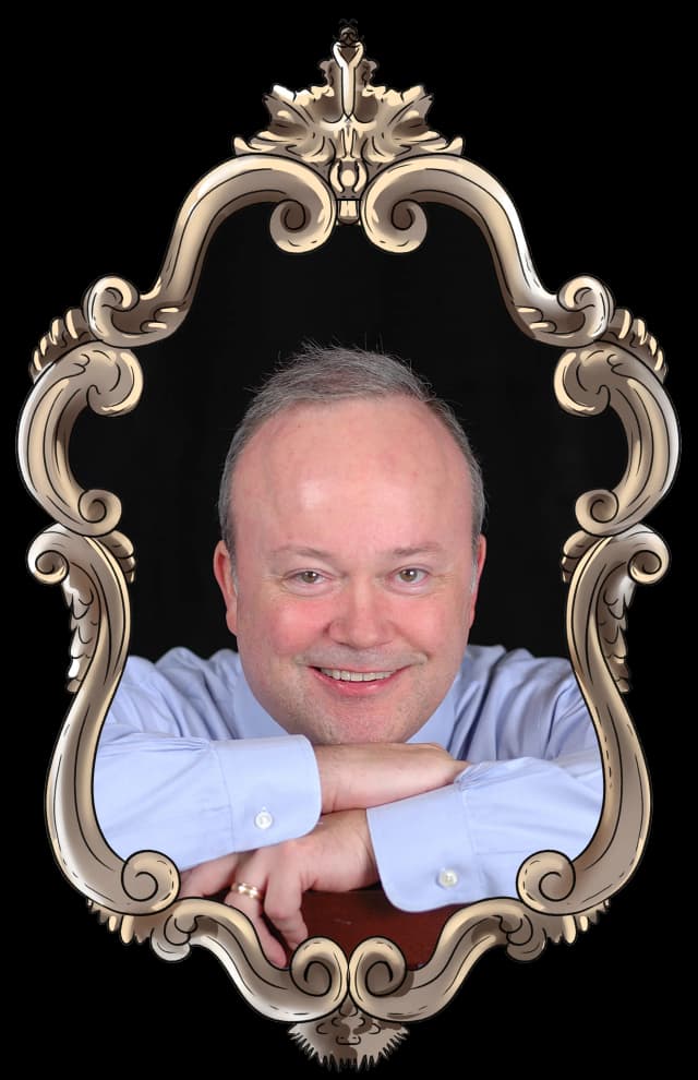 Patron portrait in ornate frame